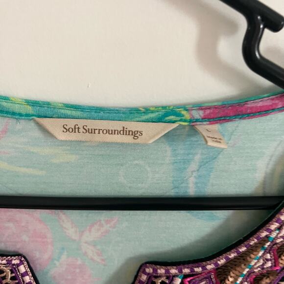 Soft Surroundings Tunic Womens Large Floral Sequin Embellished Embroidery - Picture 5 of 11